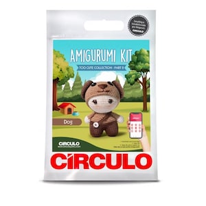 May include: A packaged Amigurumi Kit featuring a crocheted dog design. The kit includes everything needed to create the dog, with the brand name "CIRCULO" prominently displayed. The packaging has a colorful illustration of the finished dog.
