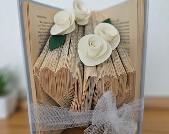 First Anniversary Gift, Unique gifts for the couple, Paper Anniversary gift, Gift for him, Gift for her, Folded book art