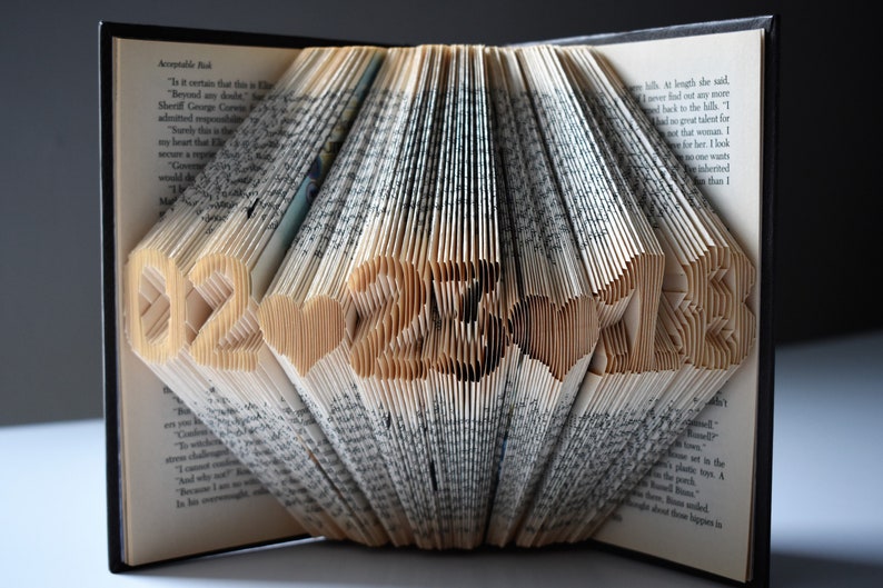 Personalized Wedding Gift Wedding Date Unique Gift Folded Book Sculpture image 2