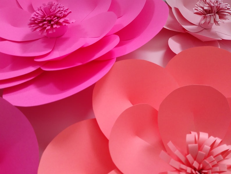 Bright Pink Nursery Decor, Tropical Pink Paper Flowers, Paper wall flowers image 3