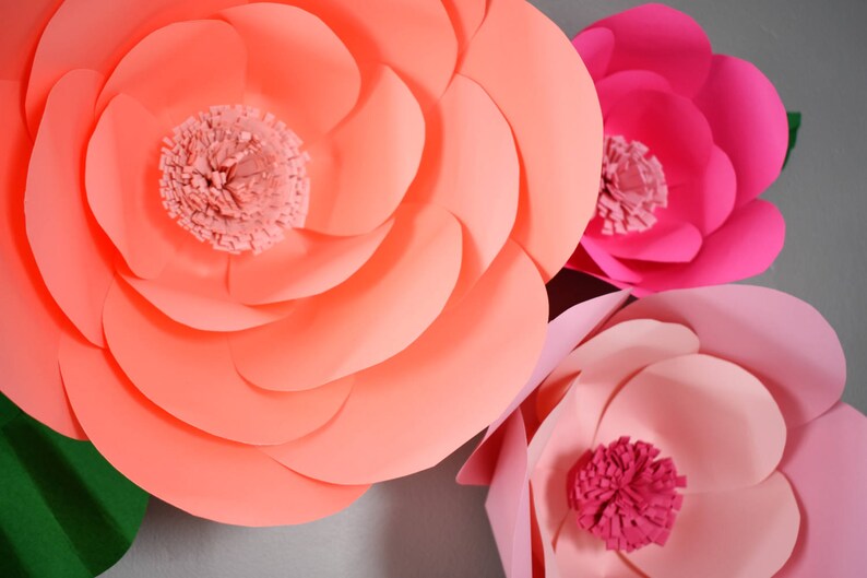 Pink Paper Flower Backdrop Large Paper Flowers Pink Baby Etsy