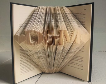 Wedding Gift - Gift for him - Gift for her - Monogrammed - Personalized - Folded Book Art - Paper Anniversary