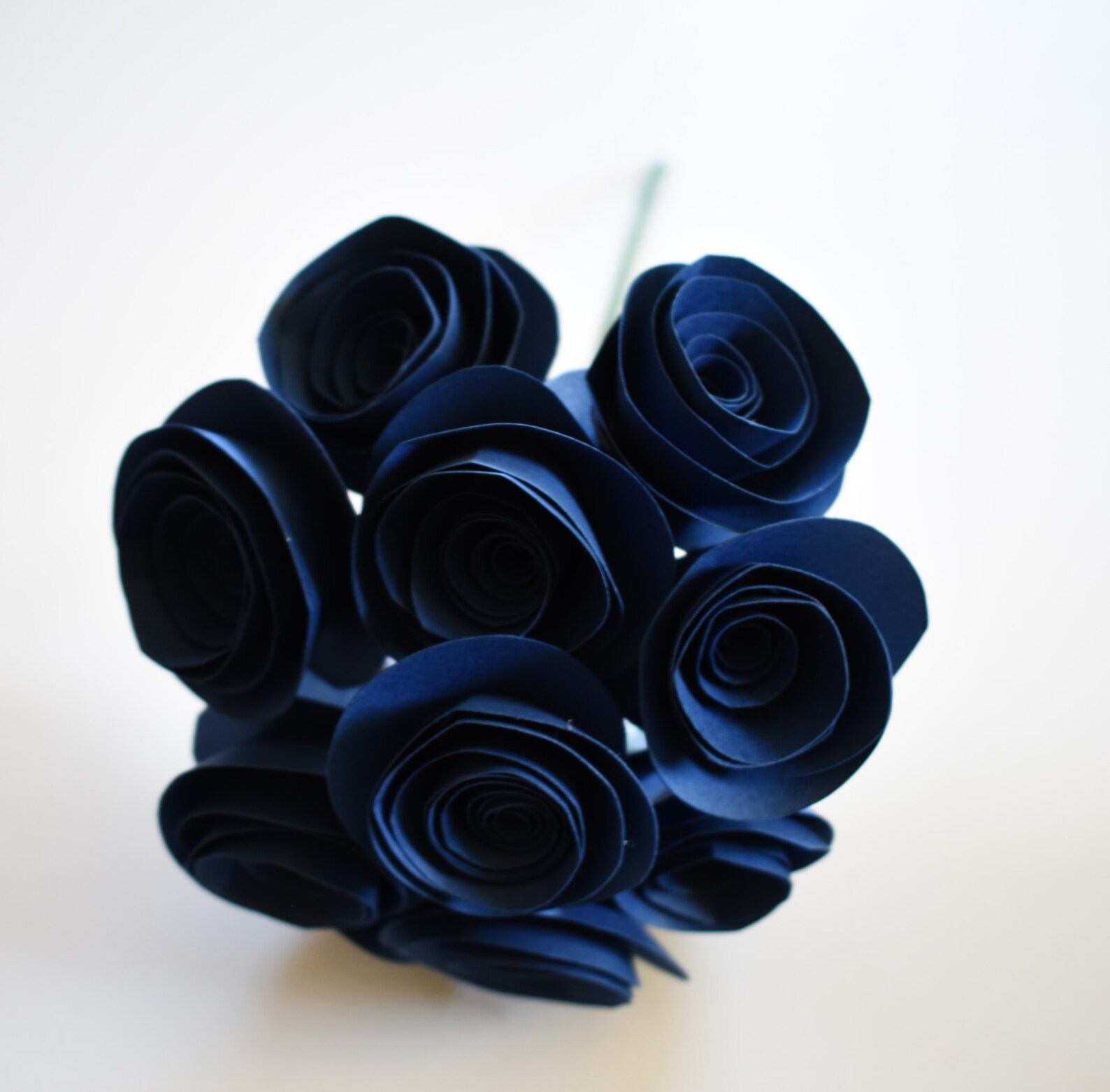 Wedding Bouquet Navy Blue Paper Flowers With Stems Paper Etsy