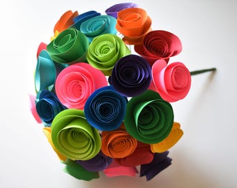 Rainbow Paper Flower Bouquet, Colorful Paper Flowers