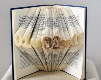 Custom Folded Book Art, Wedding Date Sculpture, Handmade Gift