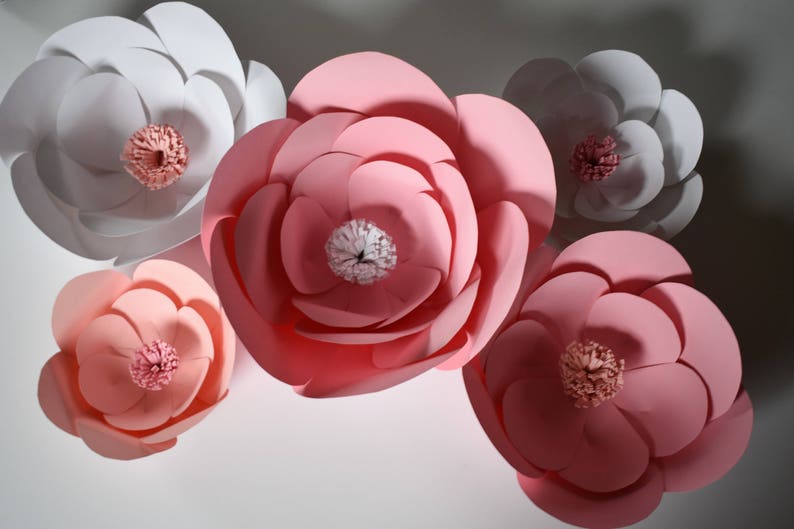 Large Pink Paper Flowers Pink Baby Shower Decor Etsy