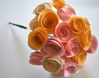 Blush Pink Wedding, Blush Pink, Ivory, and Gold Bouquet, Paper Flower Bouquet