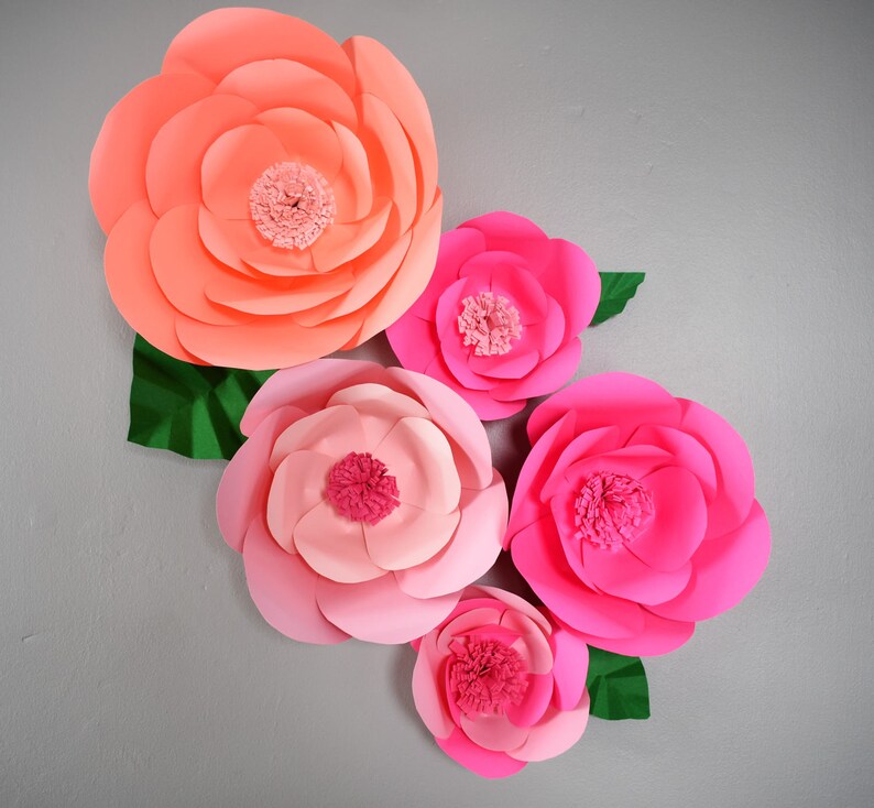 Pink Paper Flower Backdrop Large Paper Flowers Pink Baby Etsy