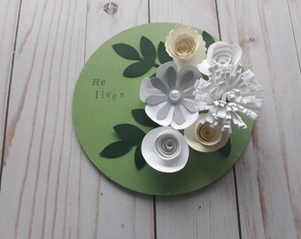 Easter Decoration, Paper Flower Wooden Sign, Easter and Spring Decor