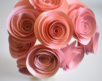 Blush Wedding Decor, Blush Pink Paper Flower Bouquet, Beach Theme Wedding, Stemmed Paper Roses