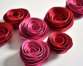 Valentine's Decor, Red and Pink Paper Roses, Paper Flowers, Small Paper Flower