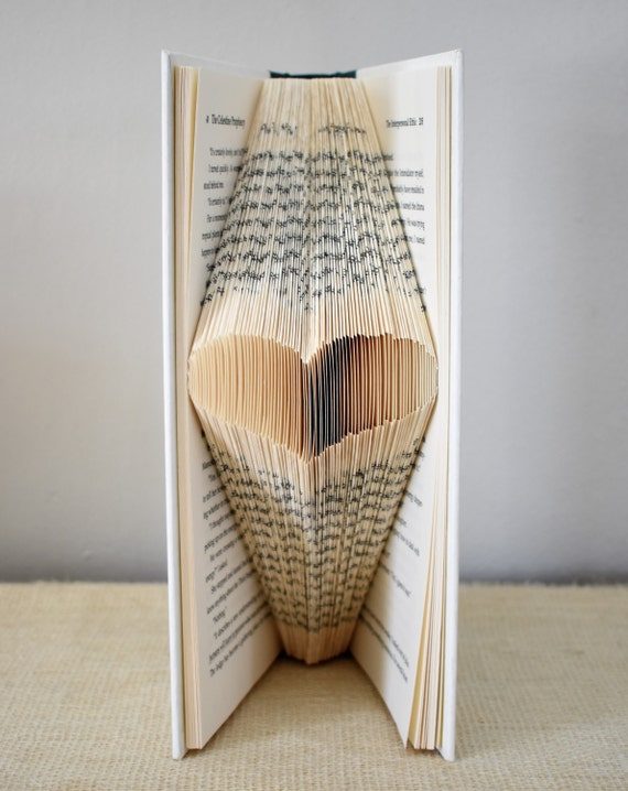Heart Folded Book Art Sculpture, Handmade Decorative Book, Gift for Mom