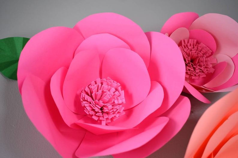 Pink Paper Flower Backdrop Large Paper Flowers Pink Baby Etsy