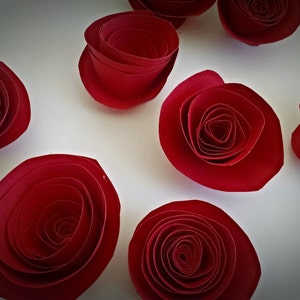 Red Wedding, Red Paper Flowers, Table Decor, Wedding Flowers image 2