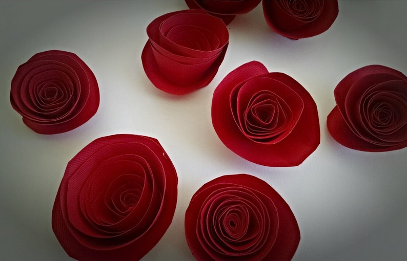 Red Wedding, Red Paper Flowers, Table Decor, Wedding Flowers image 2