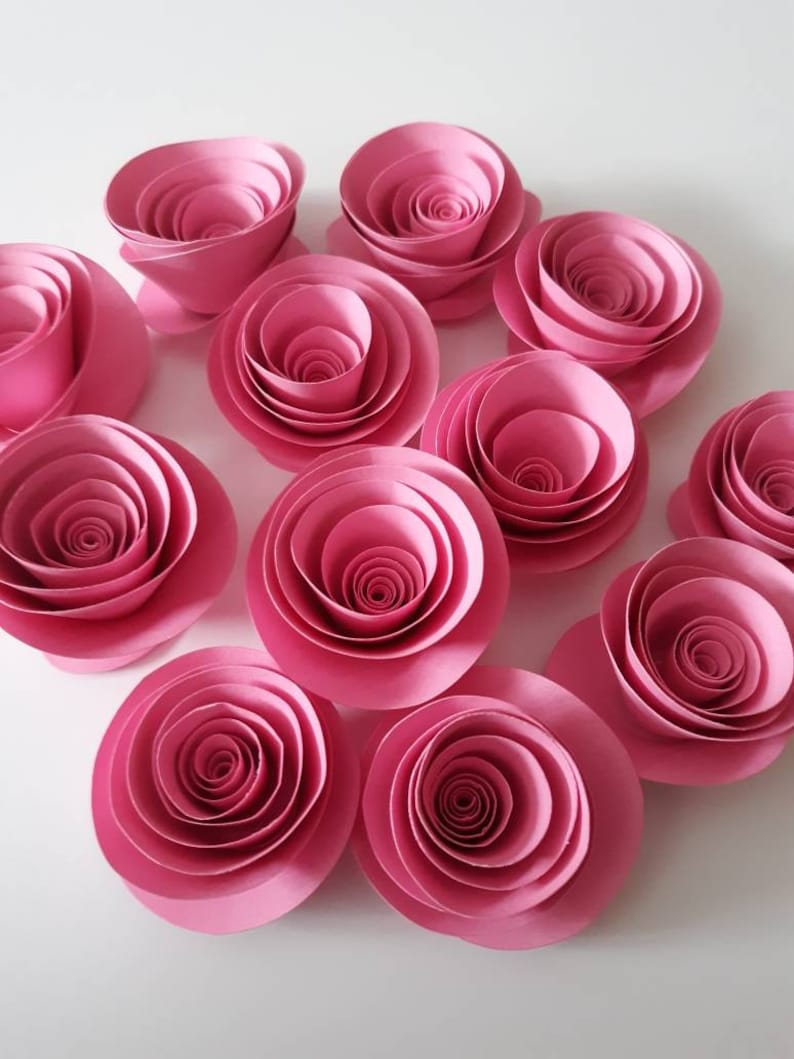 Pink Paper Flowers Paper Roses Valentines Day Decoration Etsy