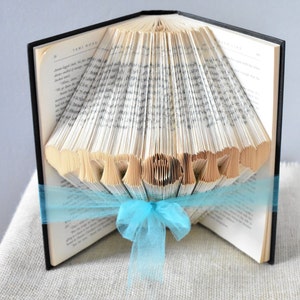 Valentines Day Gift Ideas for Mom Folded Book Art Featuring the Word MOM surrounded by hearts image 1