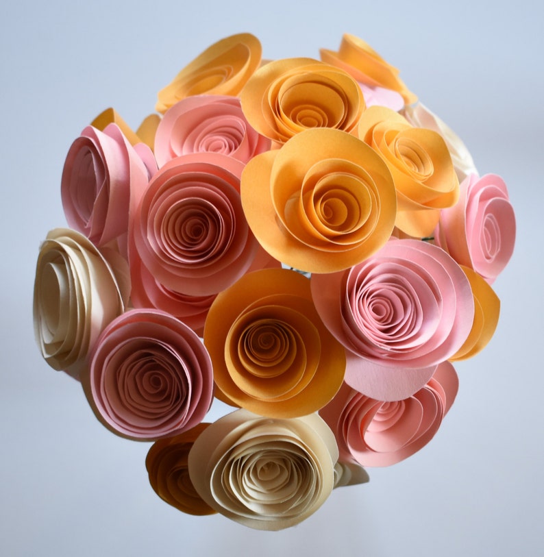 Blush Pink Wedding, Blush Pink, Ivory, and Gold Bouquet, Paper Flower Bouquet image 2