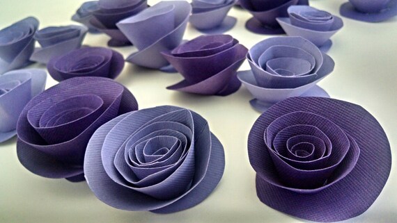 Purple Paper Flowers Set Of 20 Shades Of Purple Wedding Etsy