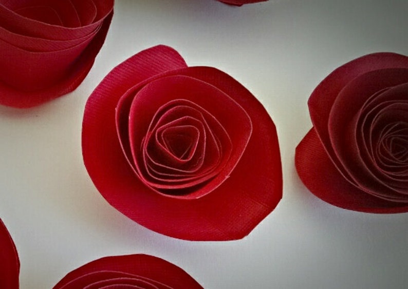 Red Wedding, Red Paper Flowers, Table Decor, Wedding Flowers image 3