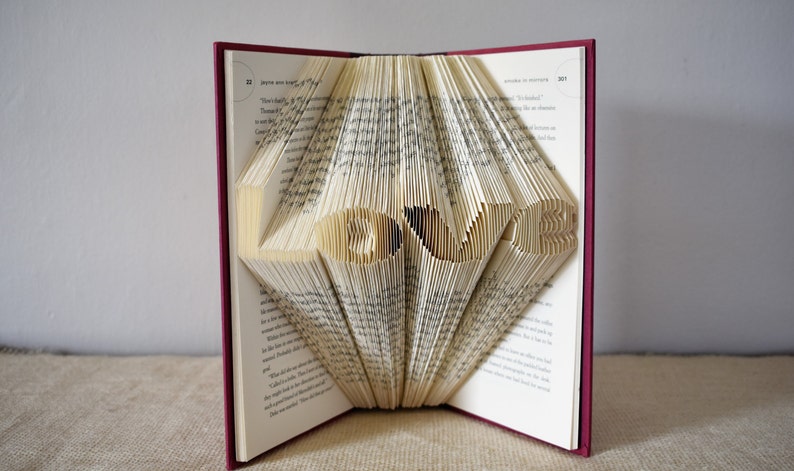 Literature Gift for the Book Lover, Folded Book Art Featuring the word Love image 5