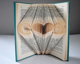 Wedding Gift, Gift For Book Lovers, Folded Book Art with Personalized Initials, Gift for Reader