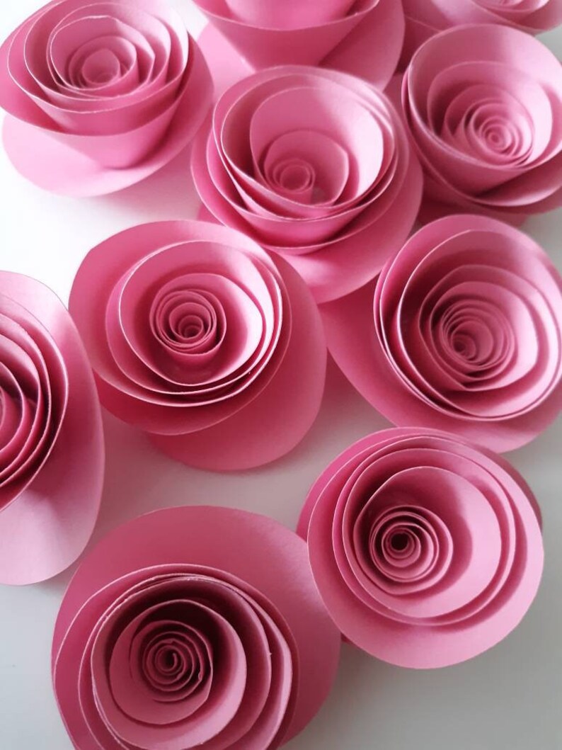 Pink Paper Flowers Paper Roses Valentines Day Decoration Etsy