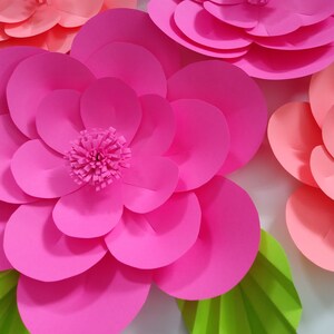 Bright Pink Nursery Decor, Tropical Pink Paper Flowers, Paper wall flowers image 2