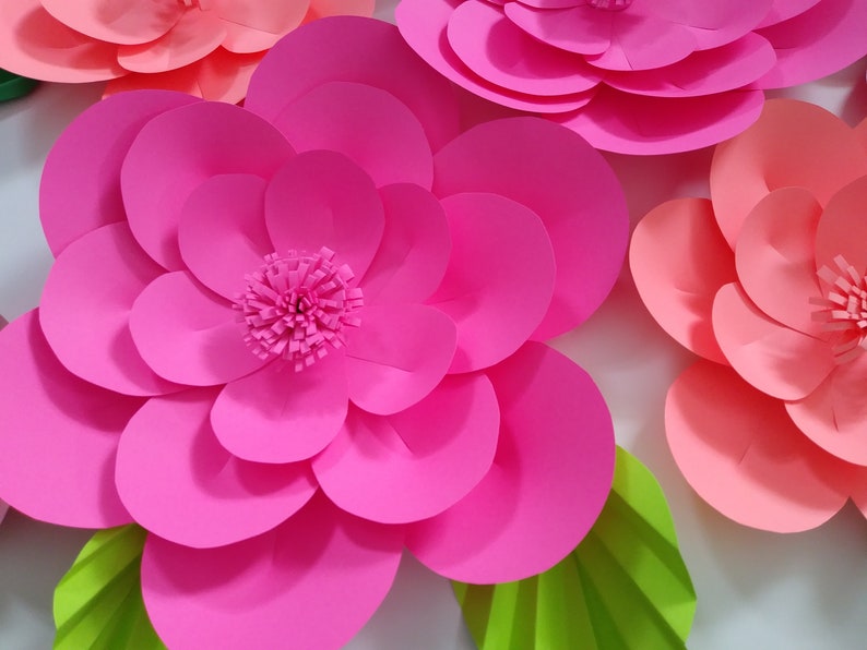 Bright Pink Nursery Decor, Tropical Pink Paper Flowers, Paper wall flowers image 2