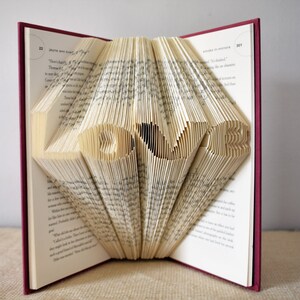 Literature Gift for the Book Lover, Folded Book Art Featuring the word Love image 2
