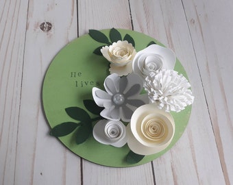 Easter Sign, Paper Flower Wooden Sign, Easter and Spring Decor