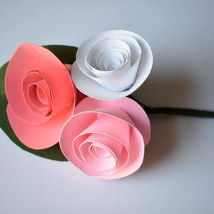 Paper Flower Boutonniere, Coral, Blush, and White Wedding Boutonniere image 2