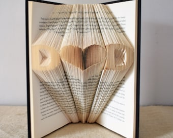 Personalized Gifts for Readers, Anniversary Gift for Book Lovers, Custom Folded Book Art