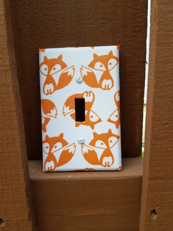 Orange Fox Fabric Light Switch Cover – Woodland Nursery Decor