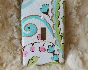 Love Bird Damask Light Switch- Outlet Cover- Switch Plate Cover- Love Bird Damask Nursery Decor- Pink light switch cover- outlet cover