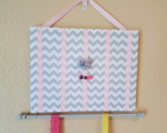 Chevron Hair Bow and Headband Organizer, Nursery Decor