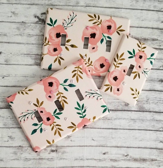 Blushing Pink Flower Light Switch - Outlet Cover- Switch Plate
