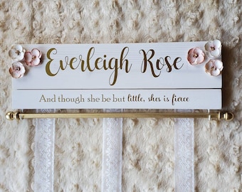 Personalized Girls Hair Bow Holder, Wood Headband Organizer, Baby Shower Gift