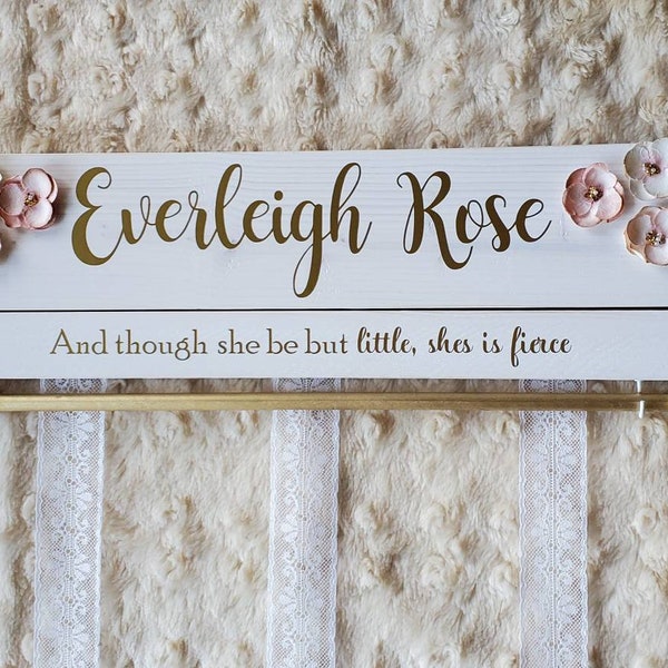 Personalized Girls Hair Bow Holder, Wood Headband Organizer, Baby Shower Gift
