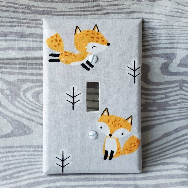 Woodland Light Switch - Fox Outlet Cover- Switch Plate Cover-Nursery Decor- Light switch cover- boy room decor- woodland decor for kids room