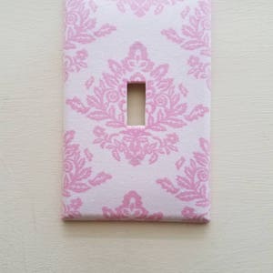 Pink Damask Light Switch - Outlet Cover- Switch Plate Cover-Nursery Decor- Light switch cover- pink room decor