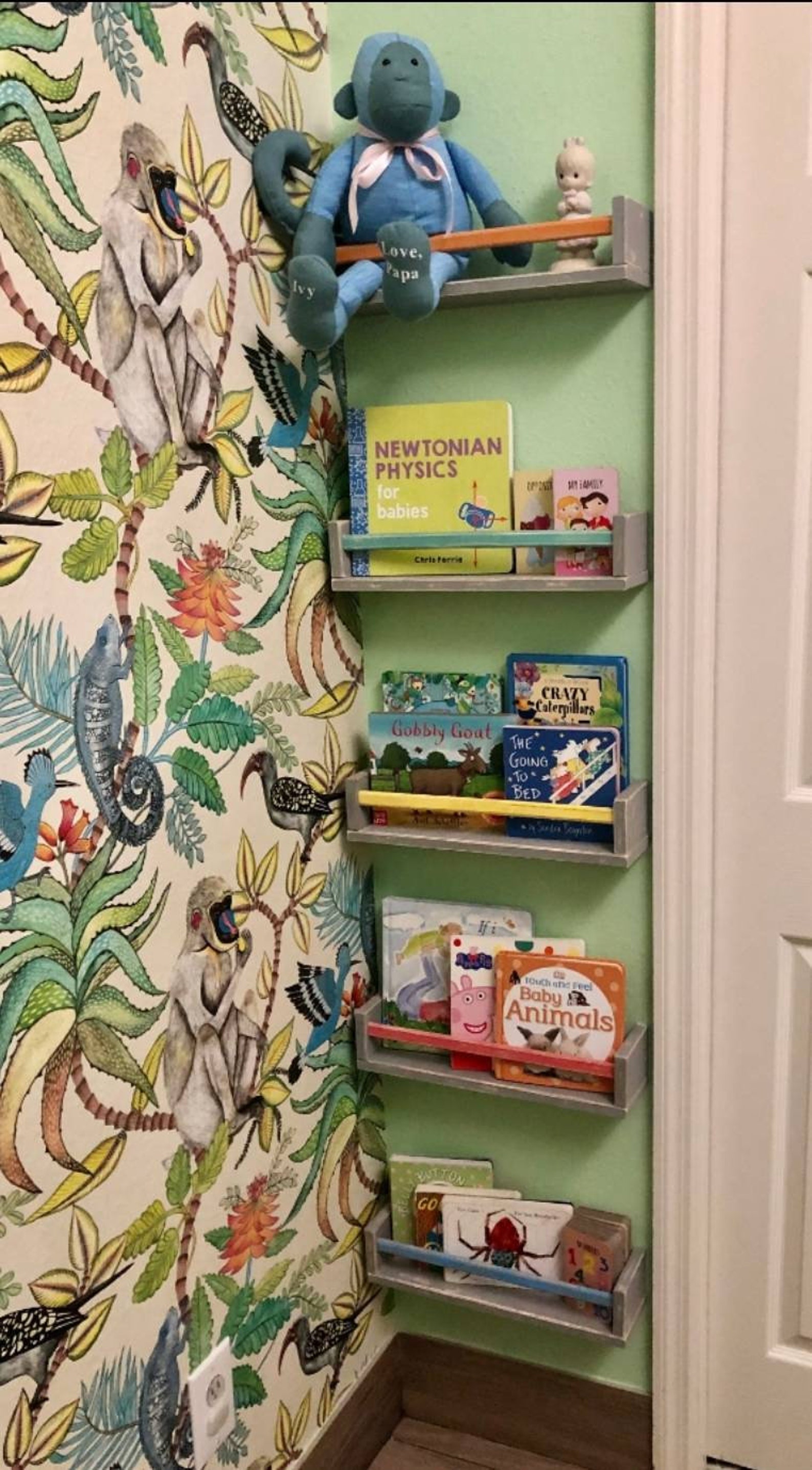 Distressed Children's Book Wall Shelf/ Distressed Wall Etsy