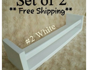 Children's Bookshelf Set (2) | Painted Solid Wood Wall Shelf