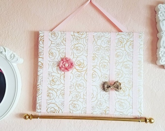 Hair Bow Holder & Headband Organizer /Padded Hair Bow Organizer with Hooks for Headbands/Head Band organizer/Hair Bow Organizer
