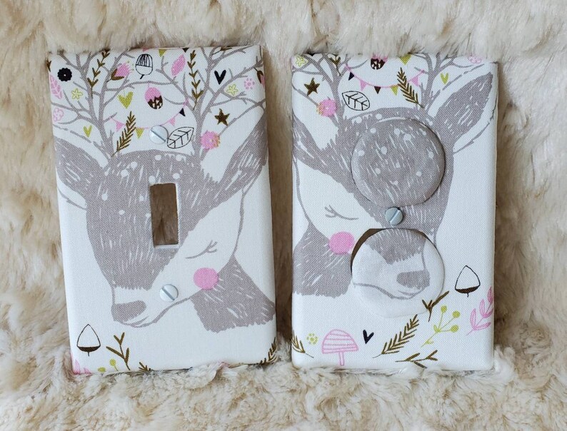 Deer Light Switch Cover Woodland nursery decor Woodland baby Etsy