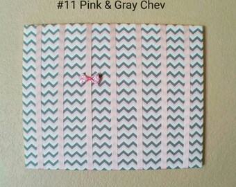 Pink Gray Chevron Hair Bow Holder, Headband Organizer