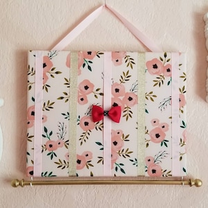 Pink and Gold Hairbow Holder & Headband Organizer/Hair Bow Organizer with Hooks for Headbands/Head Band organizer/Hair Bow Organizer