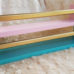 Children&#39;s Book Wall Shelf/ Wall Shelf/ Floating Shelf/ Gold Bar/INSTALLATION INSTRUCTIONS INCLUDED