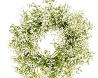 Gypsophila Door Wreath, Round, For The Front Door, Wedding Home Decoration, Artificial Flower, 20cm display, summer, autumn, wildflower