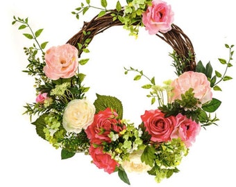 Large Door Wreath, Round, For The Front Door, Wedding, Home, Decoration, Artificial Flower, Wreath, 60cm display, summer, autumn, wildflower
